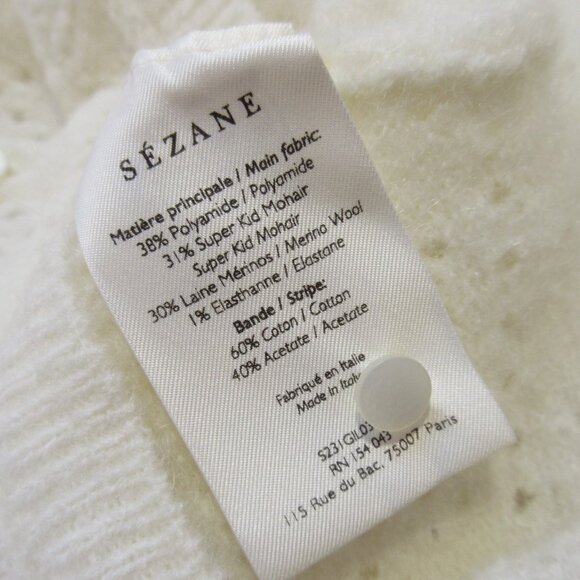 NWT La Maille Sezane Esmee Cardigan in Ecru Pointelle Mohair Wool Knit Sweater M - Picture 9 of 9